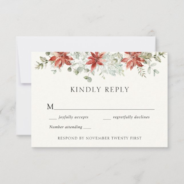 Elegant Winter Wedding Greenery Responcard Inbjudningar (Framsida)