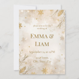Elegant Winter Wedding Invitation | Ivory & Gold Inbjudningar