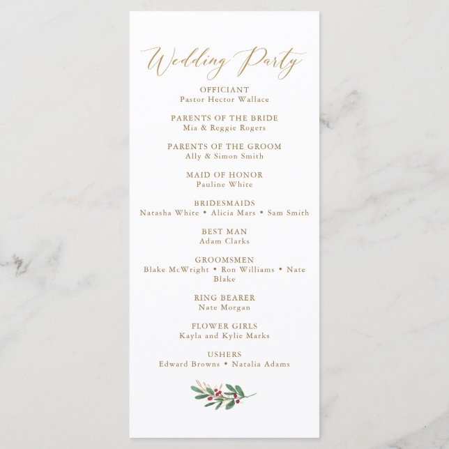 Elegant Winter Wedding Program (Baksida)