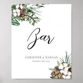 Elegant Winter Wedding Pub Sign Poster