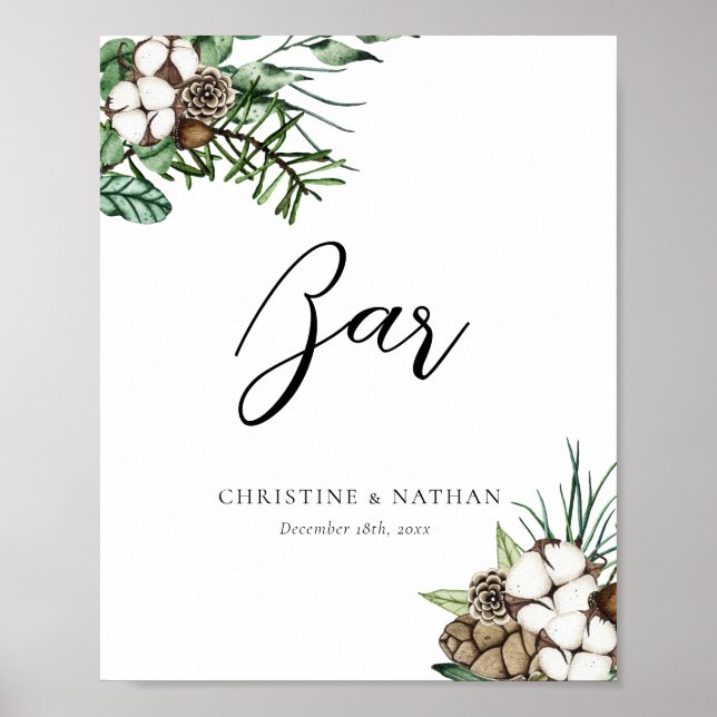 Elegant Winter Wedding Pub Sign Poster (Framsidan)