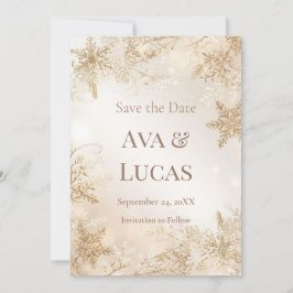 Elegant Winter Wedding Save the Date | Ivory Gold Inbjudningar
