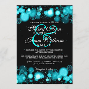 Elegant Winter Wedding Turquoise Ljus Inbjudningar