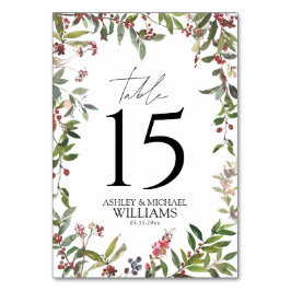 Elegant Winter Wildblomberry Reception Bordsnummer