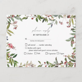 Elegant Winter WildblommBerry Bröllop OSA Inbjudan Vykort