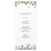 Elegant Winter Wildblommry Berry Bröllop Menu