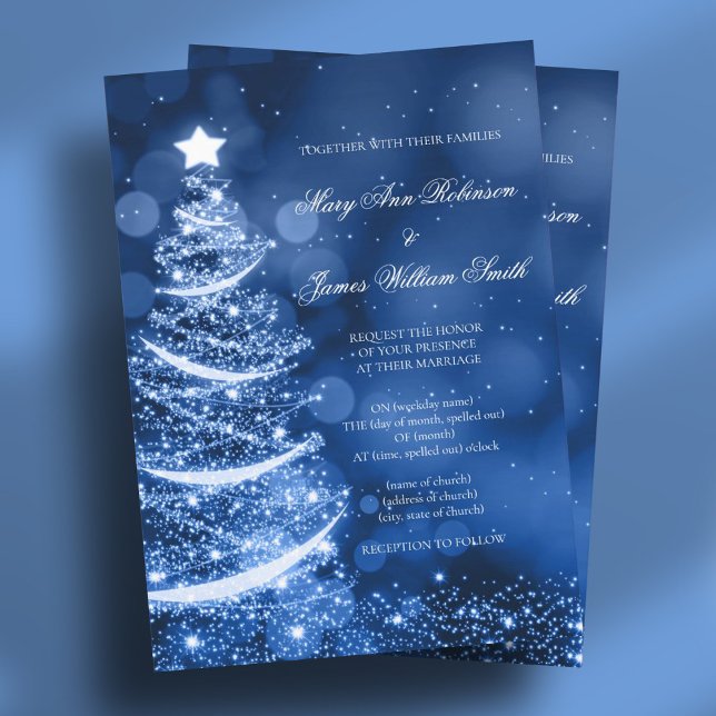 Elegant Winter Wonderland jul Bröllop Inbjudningar (Elegant Winter Wonderland Christmas Wedding Invitation)