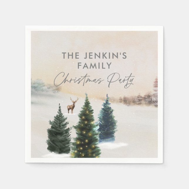 Elegant Winter Wonderland jul Party Pappersservett (Framsidan)