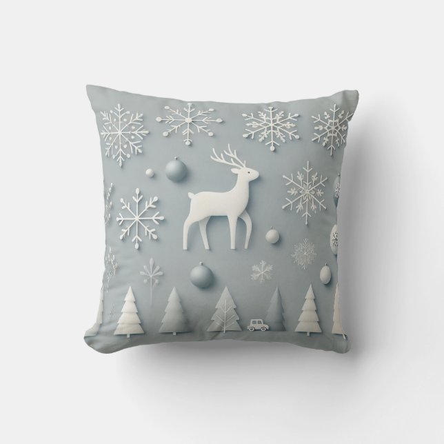 Elegant Winter Wonderland - Minimalistic Reindeer Kudde (Framsida)