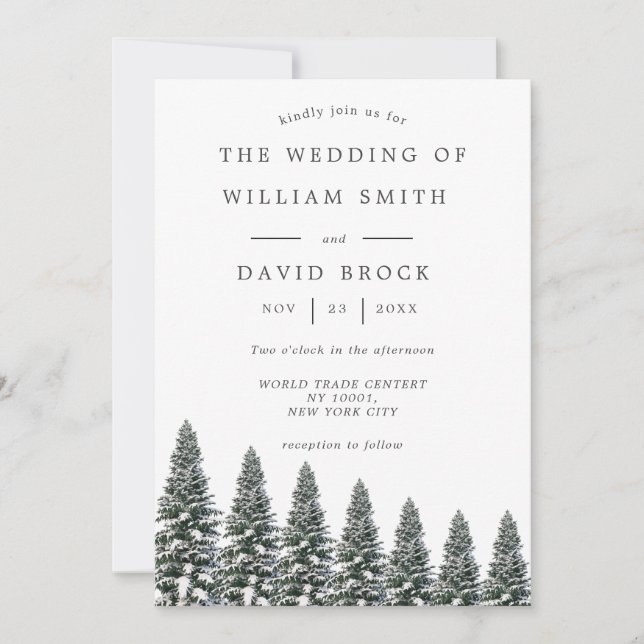 Elegant Winter Wonderland Snöflingor bröllop Inbjudningar (Framsida)