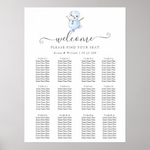 Elegant Winter Wonderland Snöflingor bröllop Poster