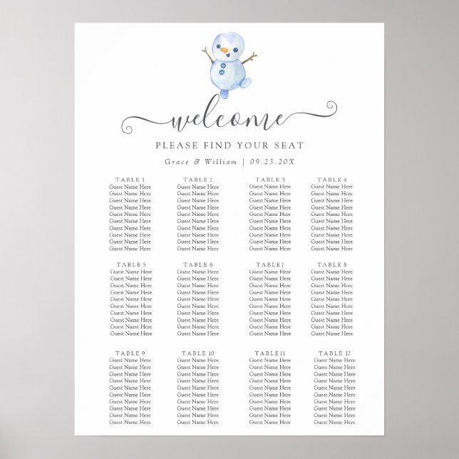 Elegant Winter Wonderland Snöflingor bröllop Poster (Framsidan)