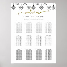 Elegant Winter Wonderland Snöflingor bröllop Poster