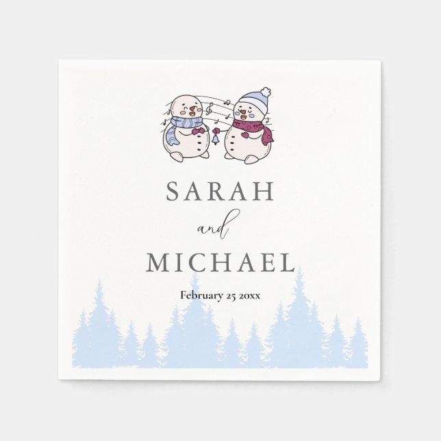 Elegant Winter Wonderland Snöflingor Pappersservett (Framsidan)