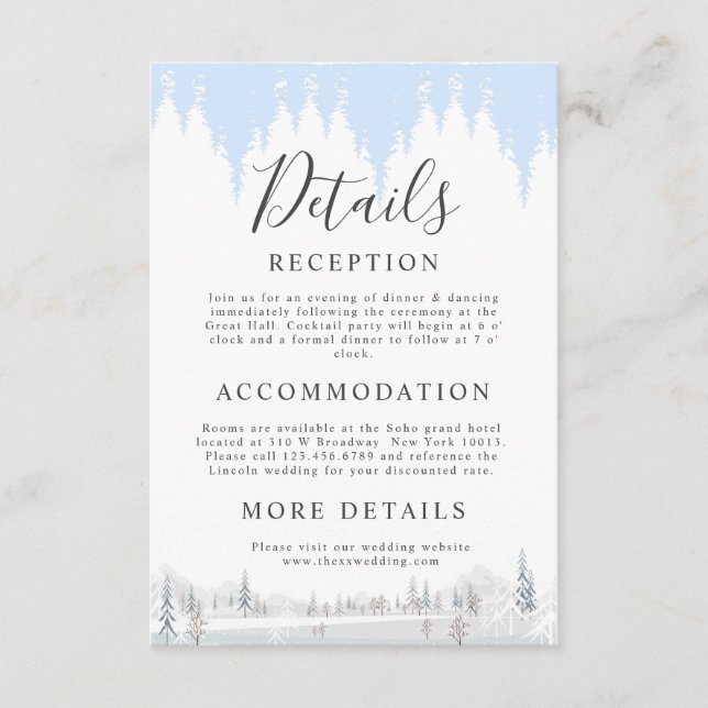 Elegant Winter Wonderland Snöflingor Tilläggskort (Framsida)