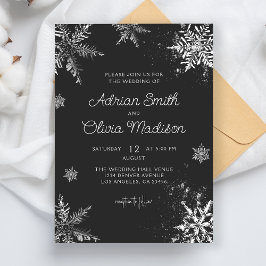 Elegant Winter Wonderland Snowflake Silver Bröllop Inbjudningar