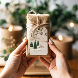 Elegant Winter Woodland Baby Shower Presentetikett