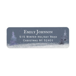 Elegant Winter Woodland Dusty Blue Returadress Returadress Etikett