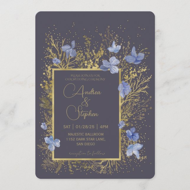 Elegant Wintry Foliage Winter Wedding Inbjudningar (Framsida)