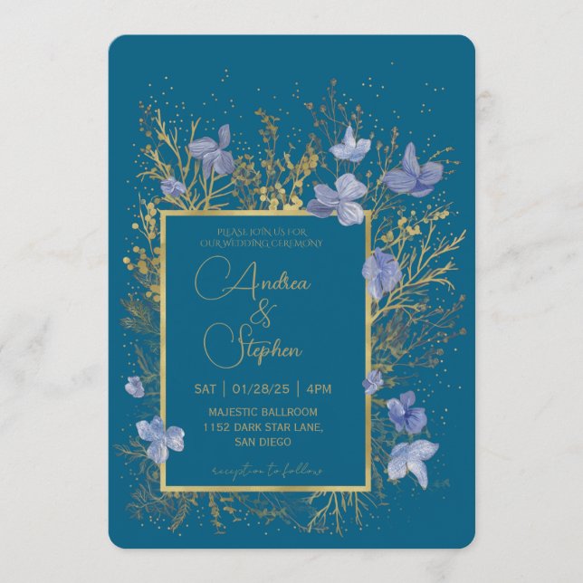 Elegant Wintry Foliage Winter Wedding Inbjudningar (Framsida)