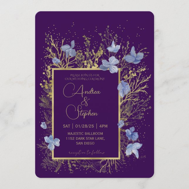 Elegant Wintry Foliage Winter Wedding Inbjudningar (Framsida)