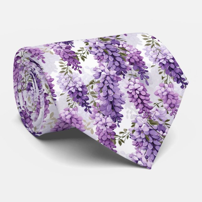 Elegant wisteri-blommönster med sida vid sida slips (Rullad)