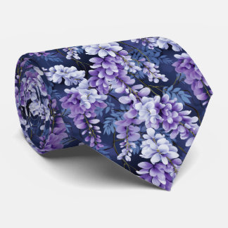 Elegant wisteri-blommönster med sida vid sida slips