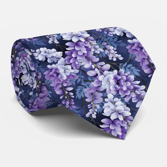 Elegant wisteri-blommönster med sida vid sida slips (Rullad)