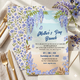 Elegant Wisteria Blommig Morsdagsbrunch Inbjudningar