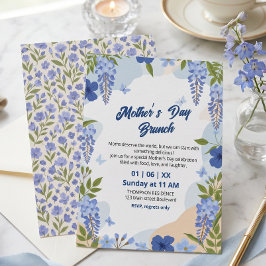 Elegant Wisteria Blommig Morsdagsbrunch Inbjudningar