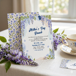 Elegant Wisteria Blommig Morsdagsbrunch Inbjudningar