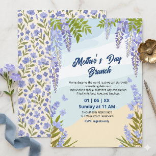Elegant Wisteria Blommig Morsdagsbrunch  Inbjudningar
