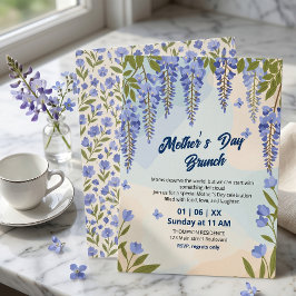 Elegant Wisteria Blommig Morsdagsbrunch Inbjudningar