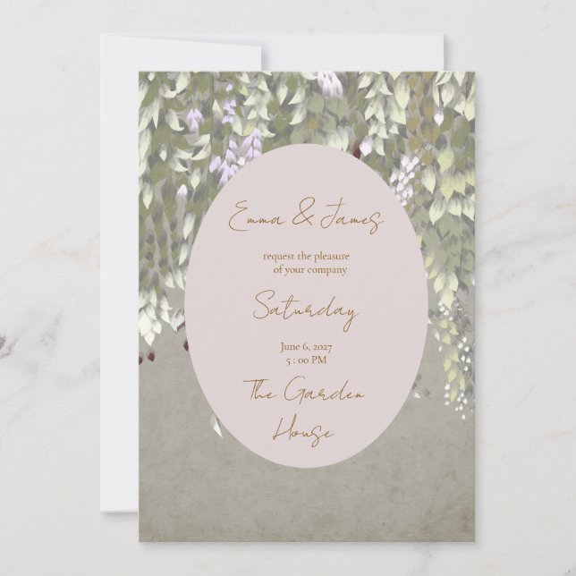 Elegant Wisteria Målad Blommig Inbjudningskort |  (Framsida)