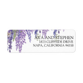 Elegant Wisteria träd Lila blommigt Returadress Etikett