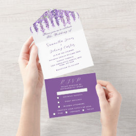 Elegant Wisteria Watercolor Lila Lilac Bröllop