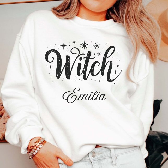 Elegant "Witch" anpassat namn Halloween Calligraph T Shirt (Skapare uppladdad)