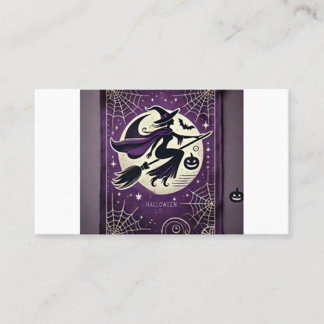 Elegant Witch Card 🌙 Halloween Begränsada Stil Visitkort (Framsida)