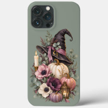 Elegant Witch Hat with Floral Pumpkins