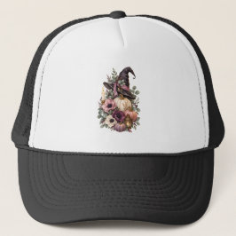 Elegant Witch Hat with Floral Pumpkins Keps