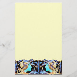 ELEGANT WOMAN BEAUTY JEWEL /DAM,BLUE BOW,FLOWERS BREVPAPPER