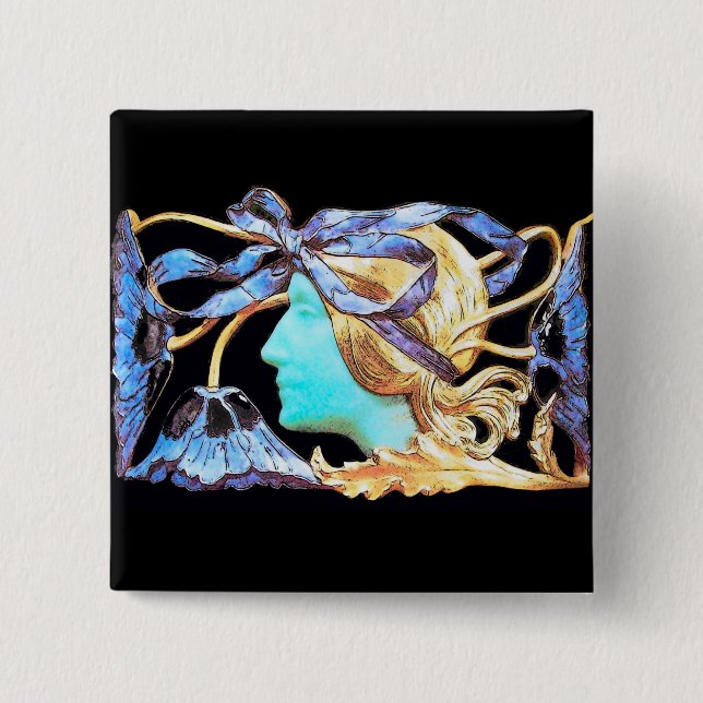 ELEGANT WOMAN BEAUTY JEWEL /DAM,BLUE BOW,FLOWERS KNAPP (Framsida)