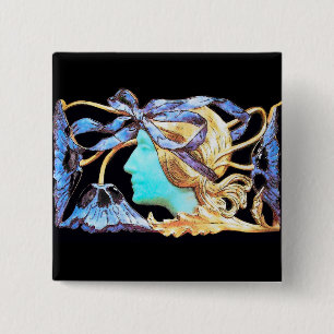ELEGANT WOMAN BEAUTY JEWEL /DAM,BLUE BOW,FLOWERS KNAPP