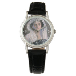 Elegant Woman med Black Fläkt (Fujishima Takeji) Armbandsur