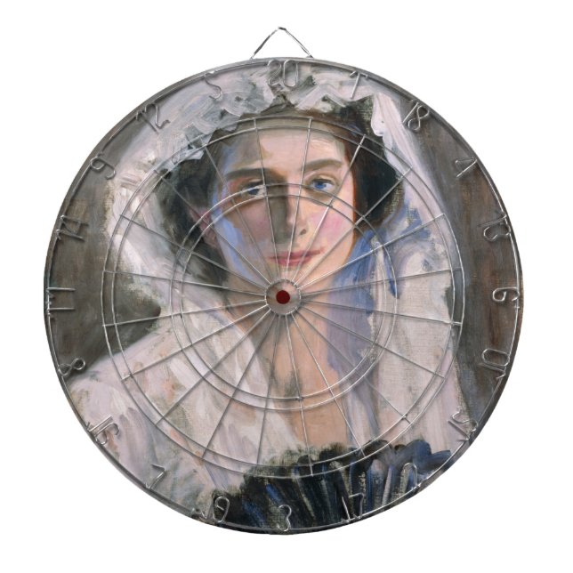 Elegant Woman med Black Fläkt (Fujishima Takeji) Darttavla (Framsidan)