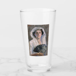 Elegant Woman med Black Fläkt (Fujishima Takeji) Glaskopp