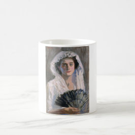 Elegant Woman med Black Fläkt (Fujishima Takeji) Kaffemugg