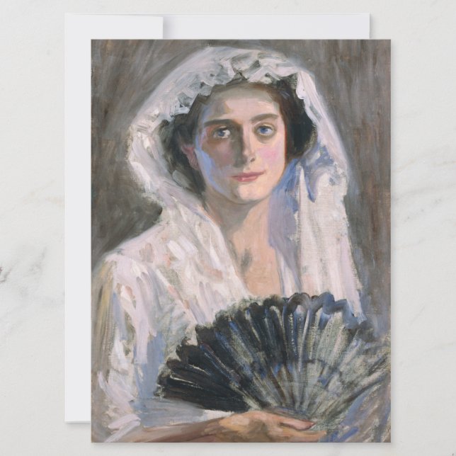 Elegant Woman med Black Fläkt (Fujishima Takeji) Kort (Framsida)