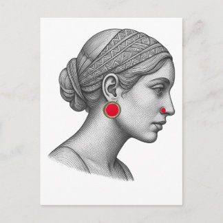 Elegant Woman Portrait with Red Accents  Vykort