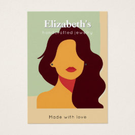 Elegant Woman Porträtt Earrings Visning Card Visitkort